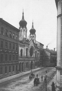 Synagoge Kluckygasse in Wien-Brigittenau um 1900. Das jüdische Gotteshaus wurde am 9. November 1938 zerstört. Quelle: Wikimedia Commons